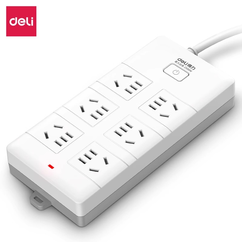 得力18168-03电源插座 6孔位3米多功能新国标家用办公带总控开关