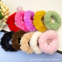 韩式糖果色毛绒发圈仿兔毛发绳可爱网红毛圈diy手工材料配件批发