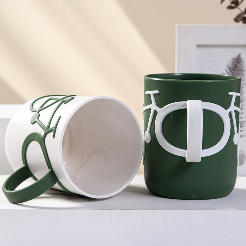 Taza creativa para enjuague bucal, taza para cepillarse con mango de bicicleta para parejas, taza para lavar dormitorio de estudiantes, taza simple al por mayor