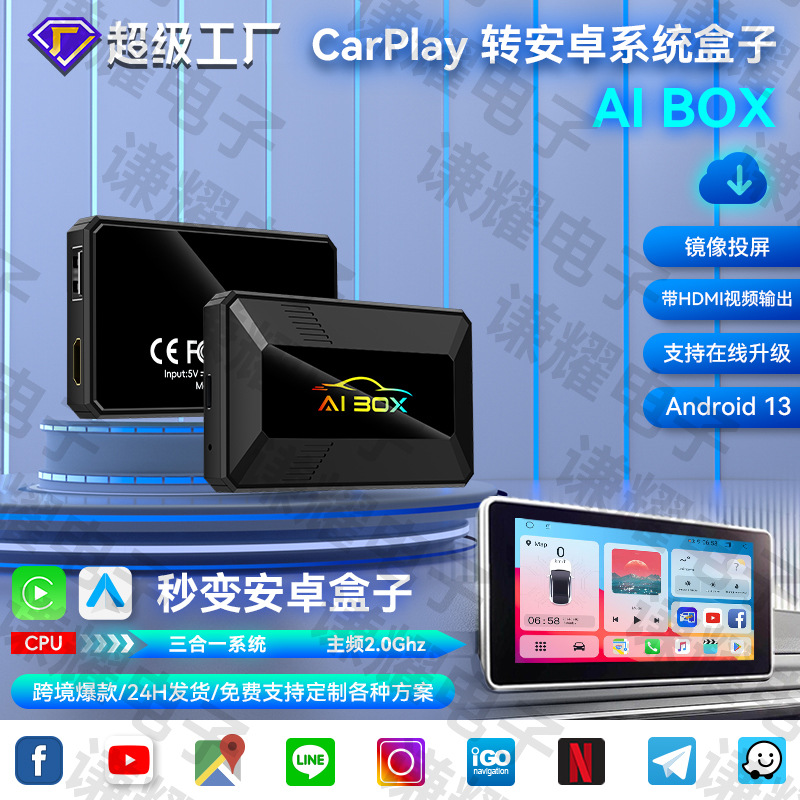 AIBOX с HDMI и зеркалированием экрана для CarPlay на Android 13