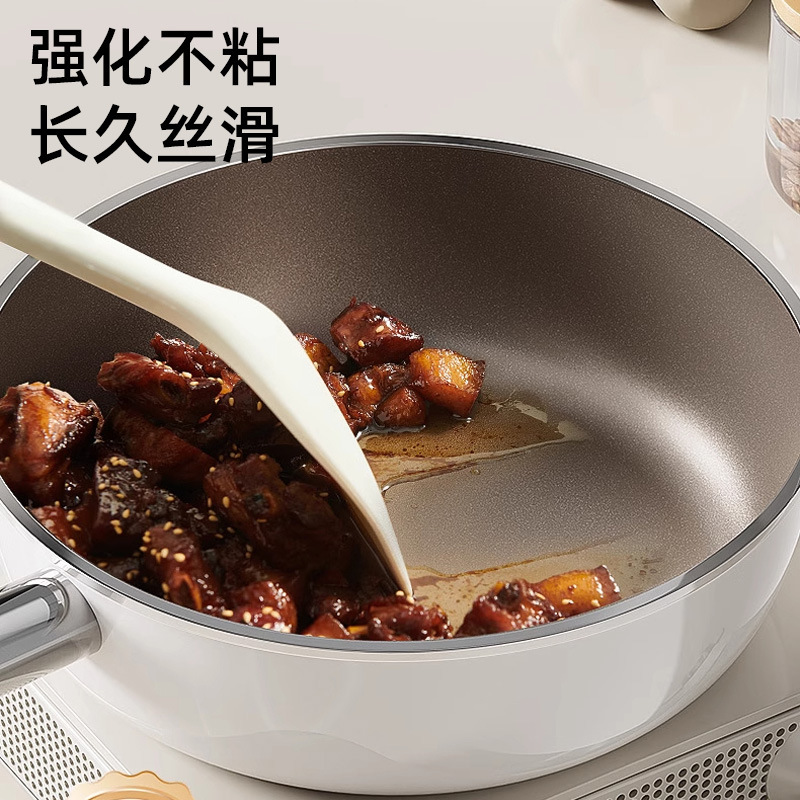 新款钛陶瓷不粘锅家用0氟涂层煎炒锅多功能牛排锅通用炉灶平底锅|undefined
