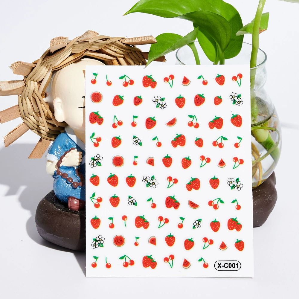 Amazon Горячая Распродажа Летняя Новая Клубничная Вишня Наклейка для дизайна ногтей Летний мультфильм с клейкой красотой украшения для ногтей