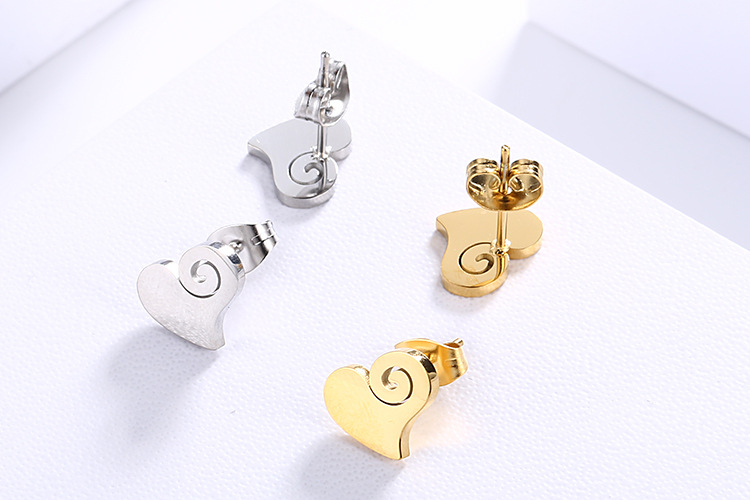 fashion stainless steel heart-shaped necklace earrings set wholesale Nihaojewelry