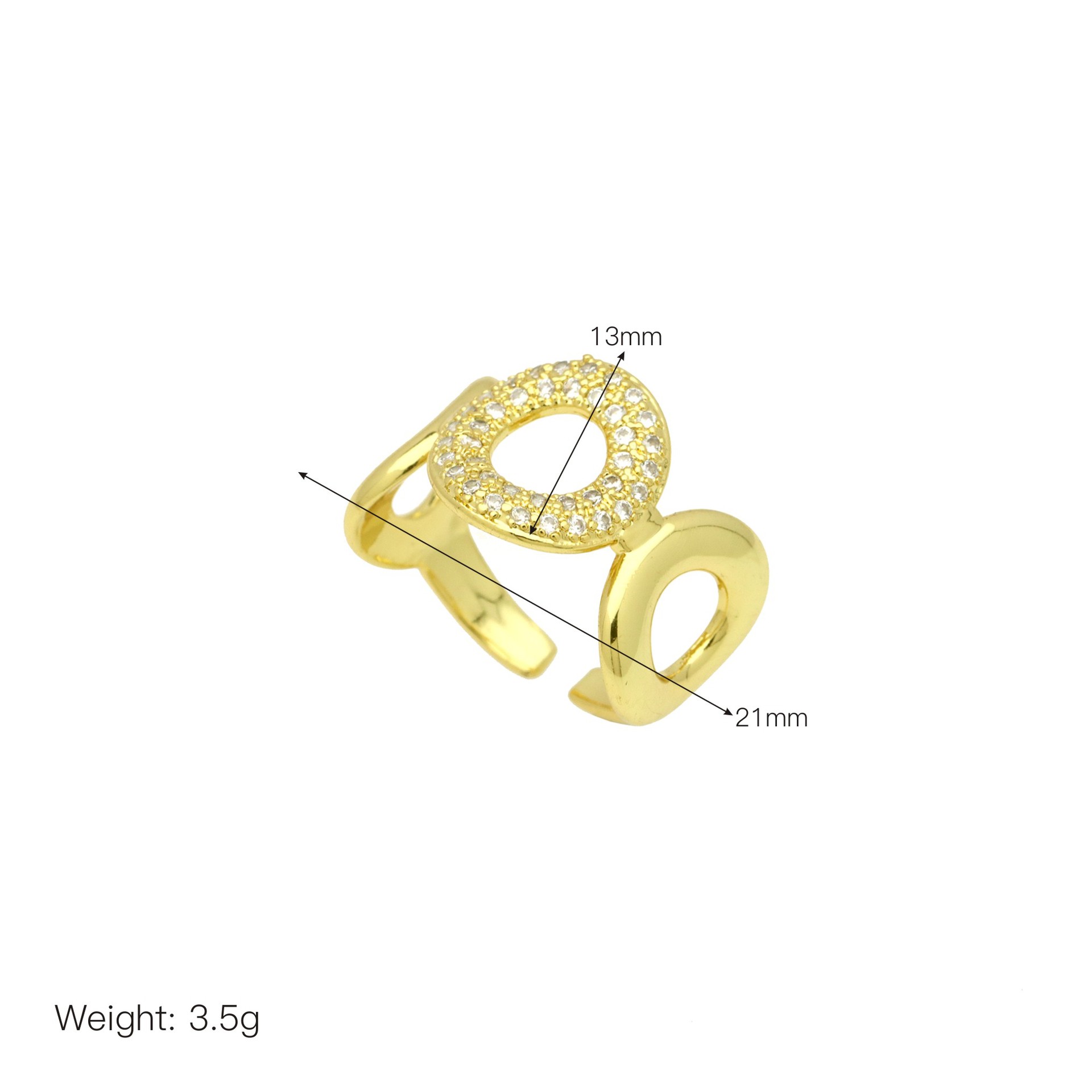 8g Weight Open Rings Classification Adjustable Ring Size 1 Piece Quantity Daily Occasion Copper Material Round, Letter, Heart Shape Pattern Women's Gender Elegant Style 1 Piece Elegant Round Letter Heart Shape Copper Open Rings 9