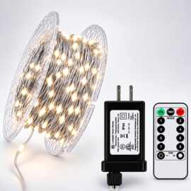 led铜线灯200米2000灯户外防水装饰灯遥控插电USB圣诞树绿线灯串