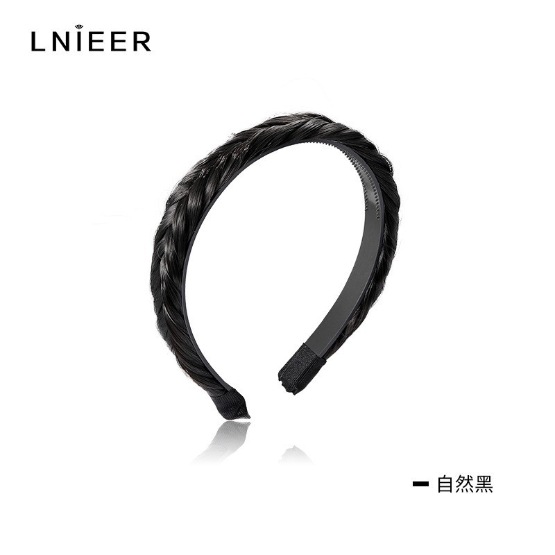 귀여운 싱글 브레이드 머리띠 내추럴 블랙