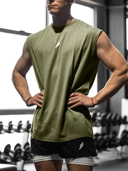 Summer Fitness Mesh Vest Casual Running Training Loose European and American Large Size Breathable Quick-Drying Round Neck Sweatshirt