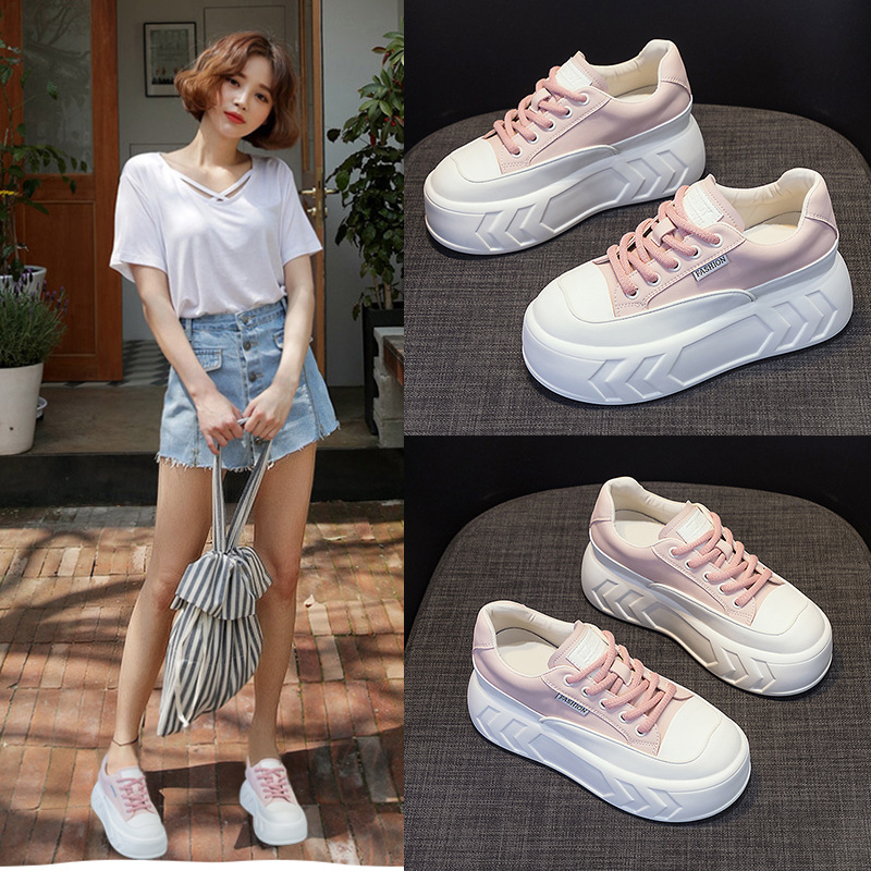 Giày sneaker nữ đế dày tăng chiều cao da bò mùa xuân 2025 — M2315 Màu mơ, M2315 màu trắng, M2315-1 mặt lưới màu trắng, M2315-1 mặt lưới màu hồng