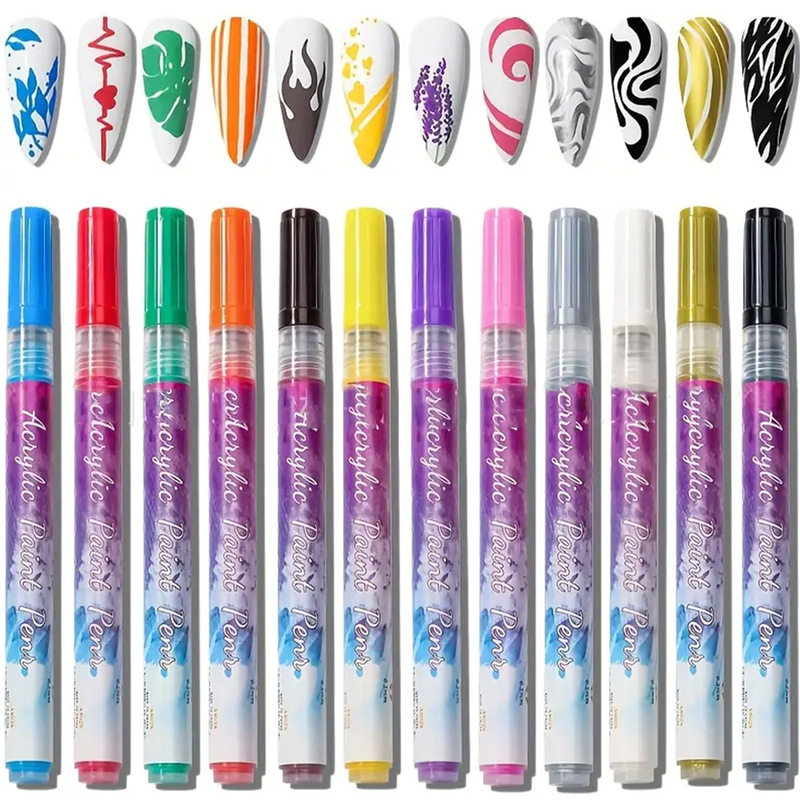 Nail art graffiti pen acrylic mark quick dry waterproof gel polishing painted mark self-designed flower line