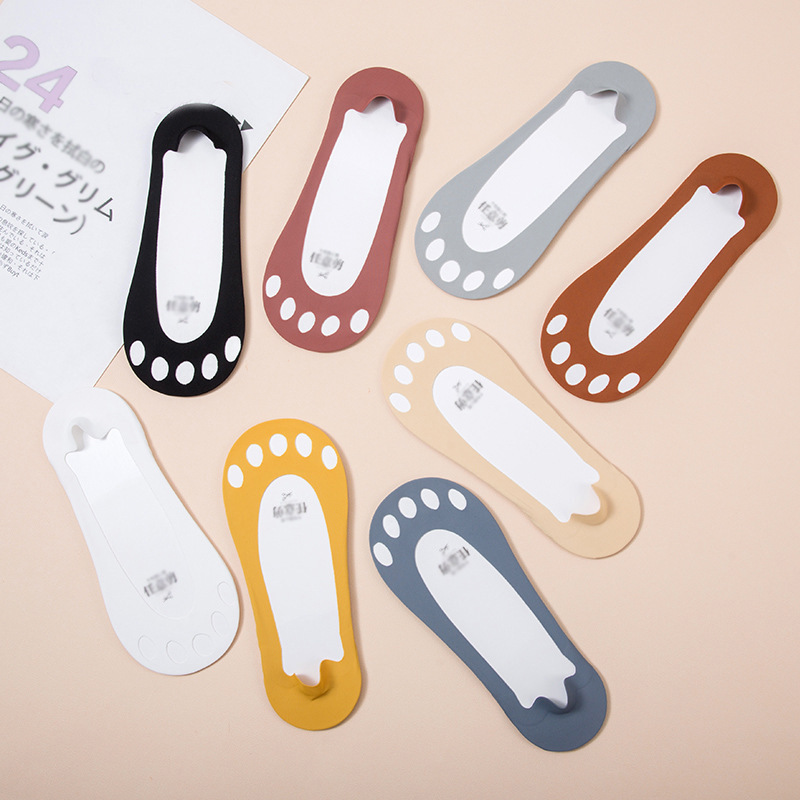 Wholesale Toe Hollow Breathable Cotton Bottom Heel Silicone Non-slip Five Fingers Women's Boat Socks Thin Solid Color Breathable Toe Socks