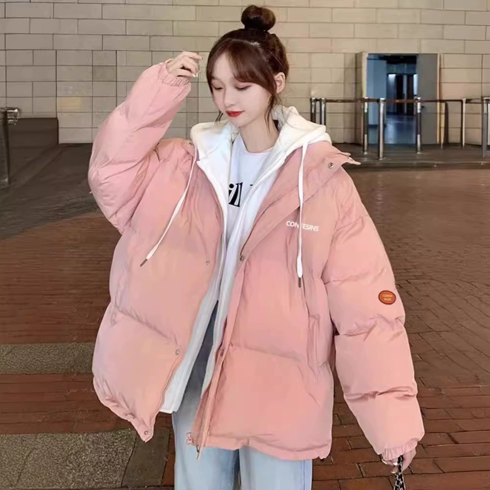 2024 новый зимний новый поддельный двухсторонний хлопчатобумажный костюм женский прилив мода утолщенный хлебный костюм студенческий корейский хлопчатобумажный костюм