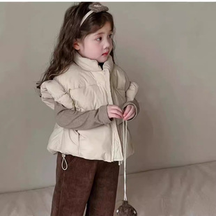 Girls Autumn and Winter Down Cotton Vest 2024 New Children Flying Sleeve Lightweight Warm Jacket Baby Vest Clothes
