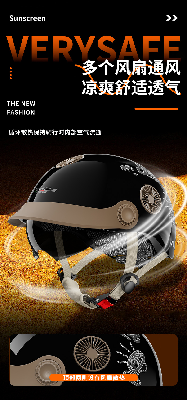 Electric Motorcycle Fan Helmet Summer Sunscreen Half Helmet
