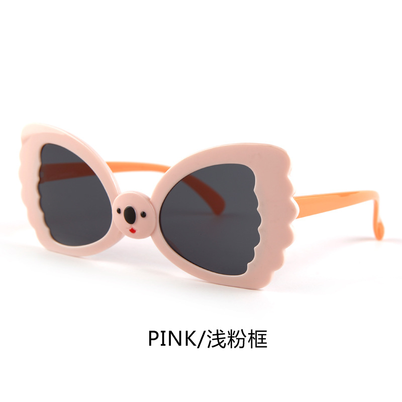 Niños, niñas y niños, gafas de sol, arco, marco de forma especial, gafas de color caramelo, moda cóncava, gafas de sol extrañas