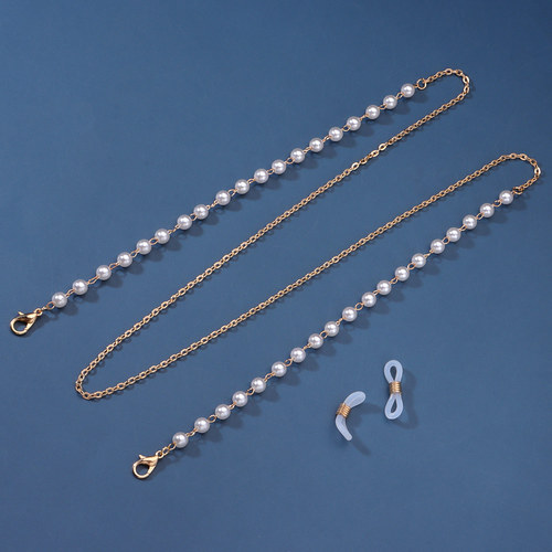 European and American cross-border jewelry, pearl handmade ball chain, glasses chain, women's fashionable temperament mask accessories
