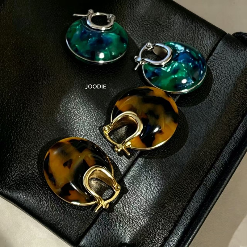 New leopard print three-dimensional double-sided earrings, niche design, high-end vintage earrings, fashionable and simple C-shaped ear accessories