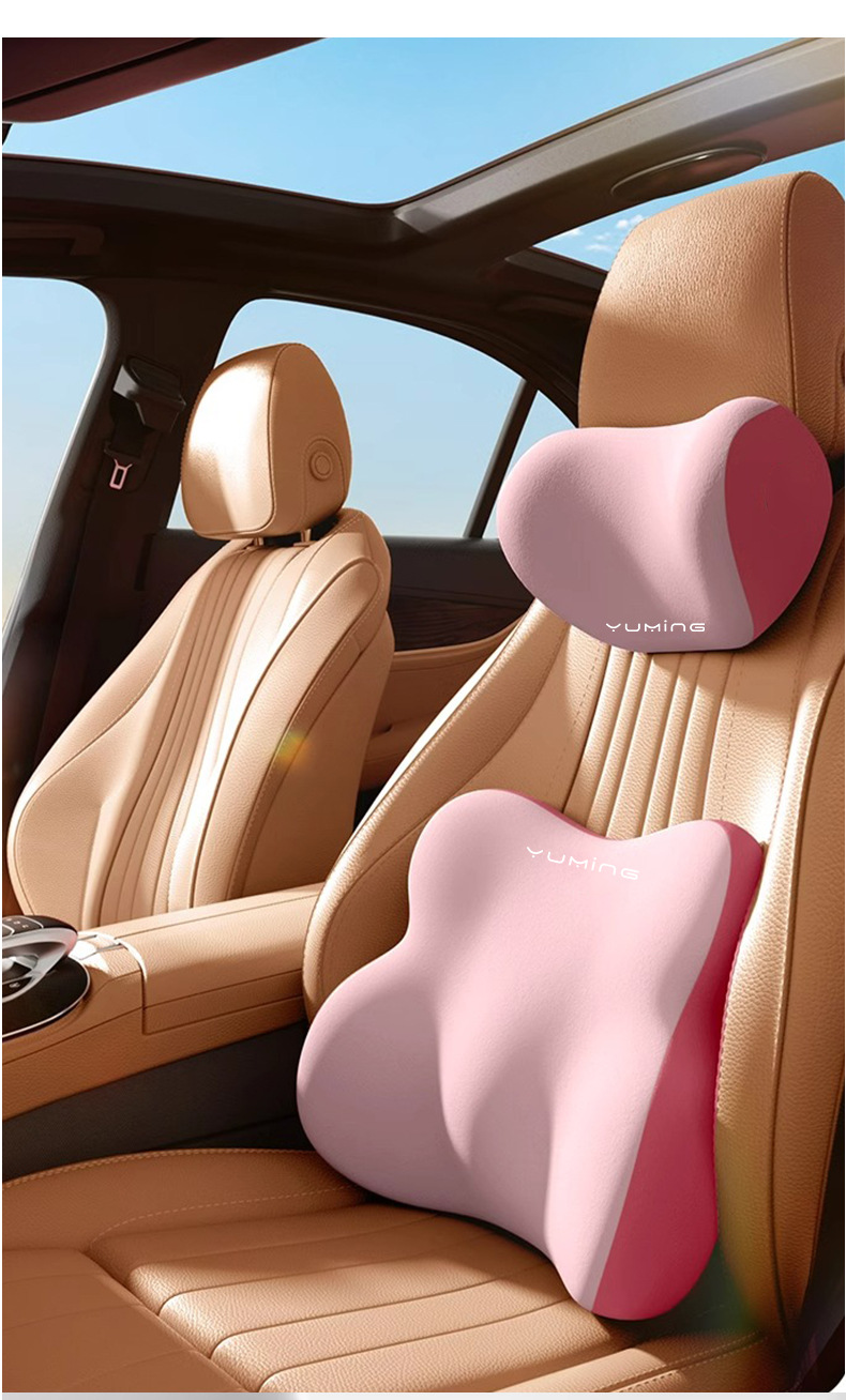 Wholesale Car Headrest and Lumbar Support Memory Foam for All Seasons, Comfortable Waist and Neck Protection, Car Waist Protection Artifact Cushion