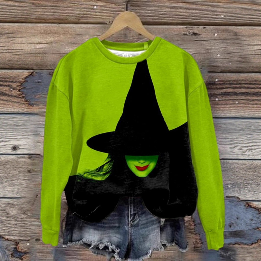 Estación independiente transfronteriza europea y americana Halloween magia Bad witch Wicked suéter casual de manga larga con capucha para mujer