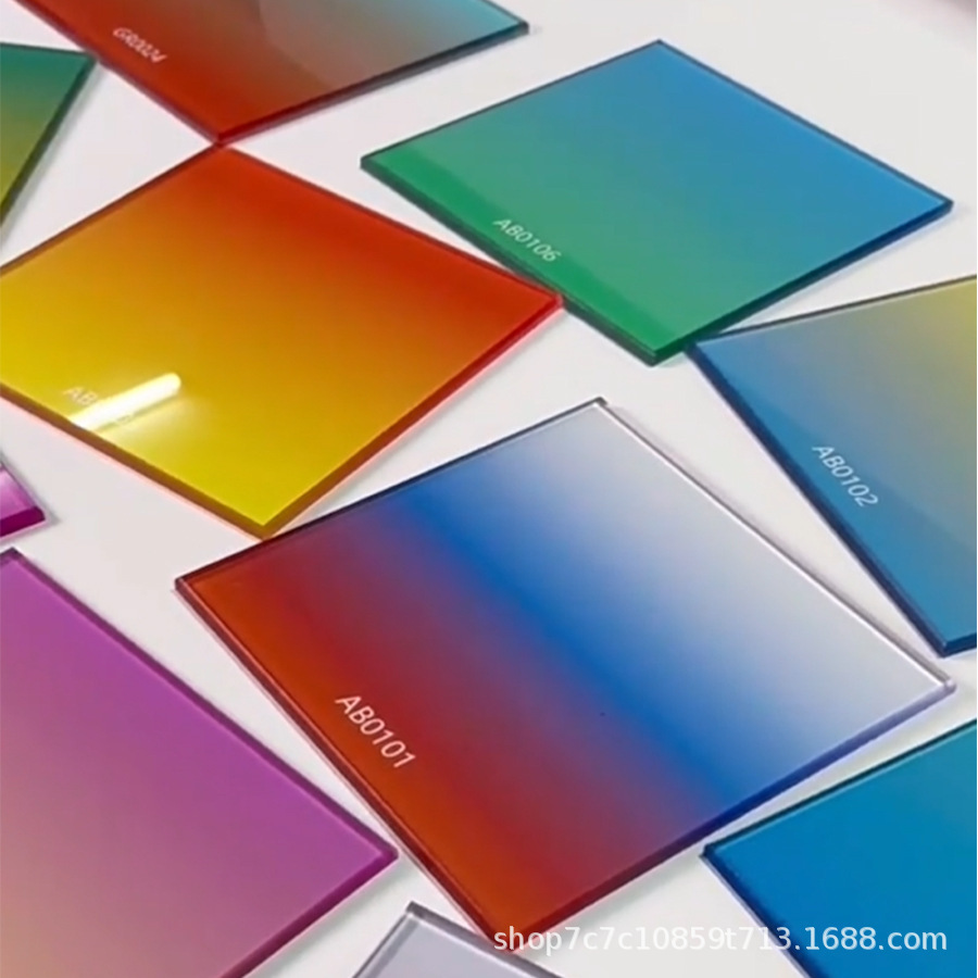 彩色渐变透明亚克力板石头纹有机玻璃装饰背景挡板UV印刷招牌