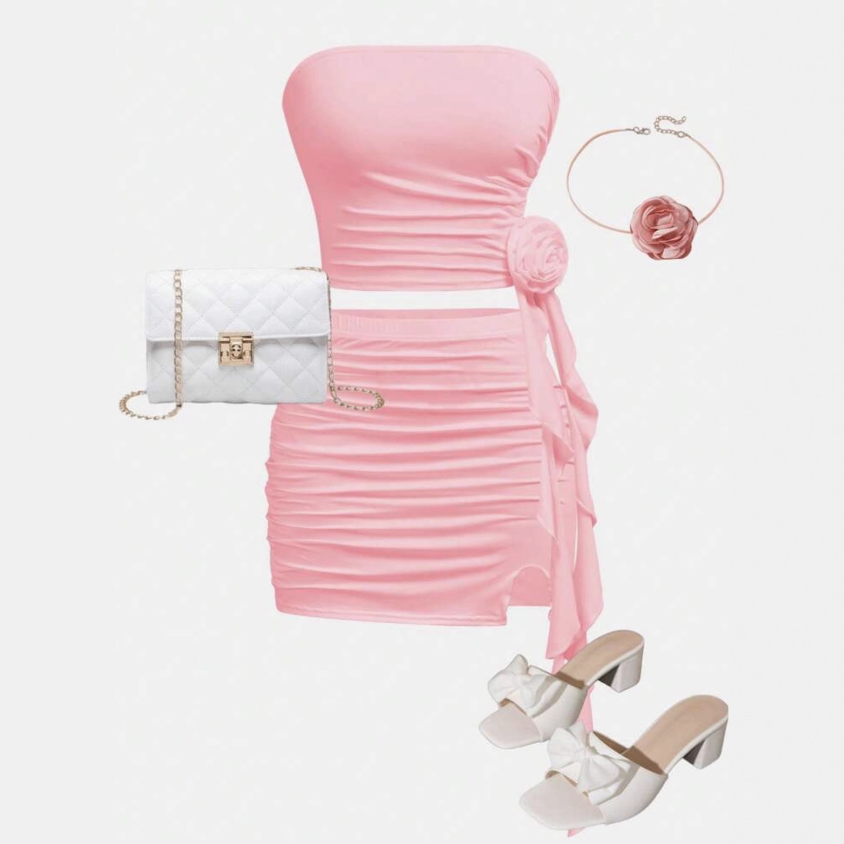 跨境外网爆火新款女装紧身露脐背心套头上衣性感辣妹半身裙套装