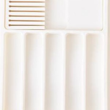 Caja organizadora apilable con compartimentos, ideal para cuchillos, tenedores y cucharas, bandeja para cajón de cocina