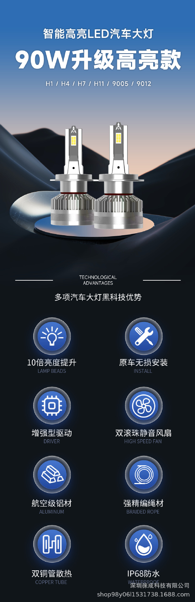 Factory direct supply 130W high power car LED lights car led headlights H1led car headlights LED headlights