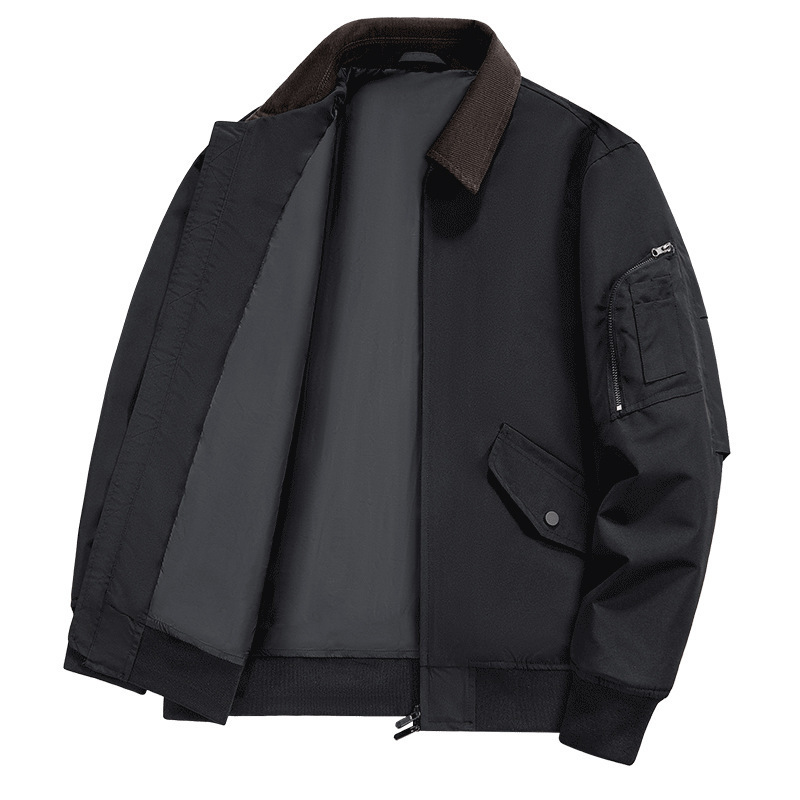 New Autumn and Winter Men's Corduroy Lapel Jacket, Trendyy and Versatile, Soft, Waterproof and Windproof Warm Jacket 1955
