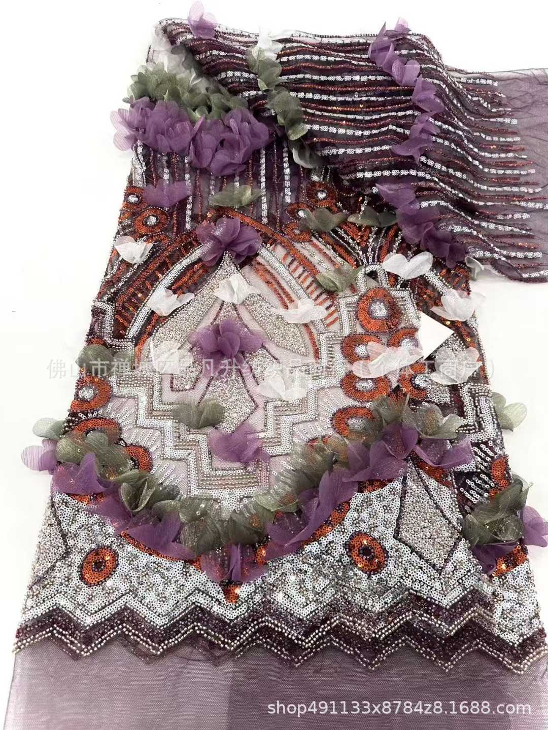 Gaoding Heavy Industry, apliques hechos a mano, tubo de cuentas, tela bordada, vestido de novia de moda transfronteriza, tela para niños