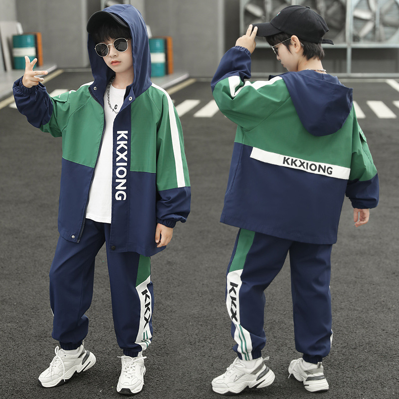 Sportanzug Für Kinder Jungen Kapuzenpullover Zweiteiler Set_voghion.com
