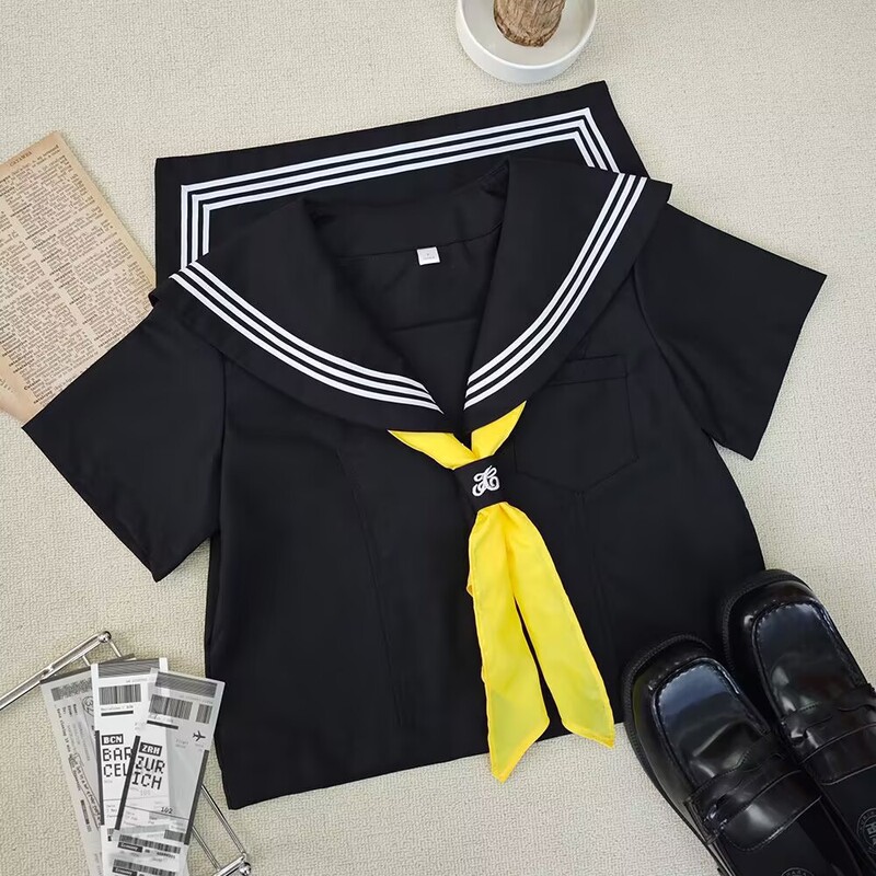 Jk制服ベースモデル改良白三本セーラー服合集長袖海軍襟学院風日系スーツ|undefined
