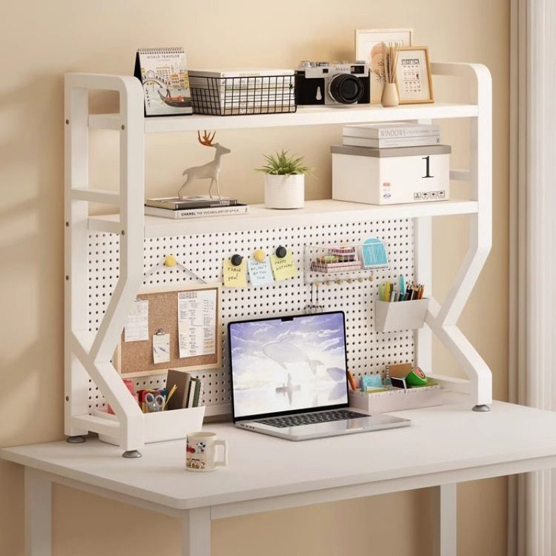 Desktop Storage Rack Office Desk Multi-Layer Bookshelf Iron Table Student Computer Desk Storage Hole Board Bookshelf