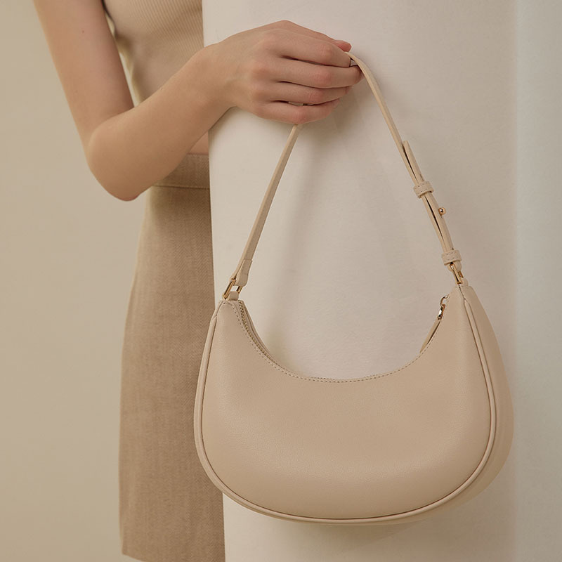Women’s Genuine Leather Underarm Bag, 2026 New Crescent Baguette Shoulder Bag - Thumbnail 4