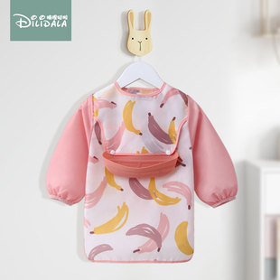 Baby Waterproof Bib Baby Dinner Bib Towel Children's Autumn and Winter Supplementary Food Meal Pocket Soft Silicone Slippery Pocket Anti-Dirty