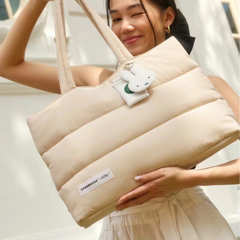 Miffy Miffy Starbucks Joint down Tote Bag Preppy Style Large Capacity Shoulder Laptop Bag
