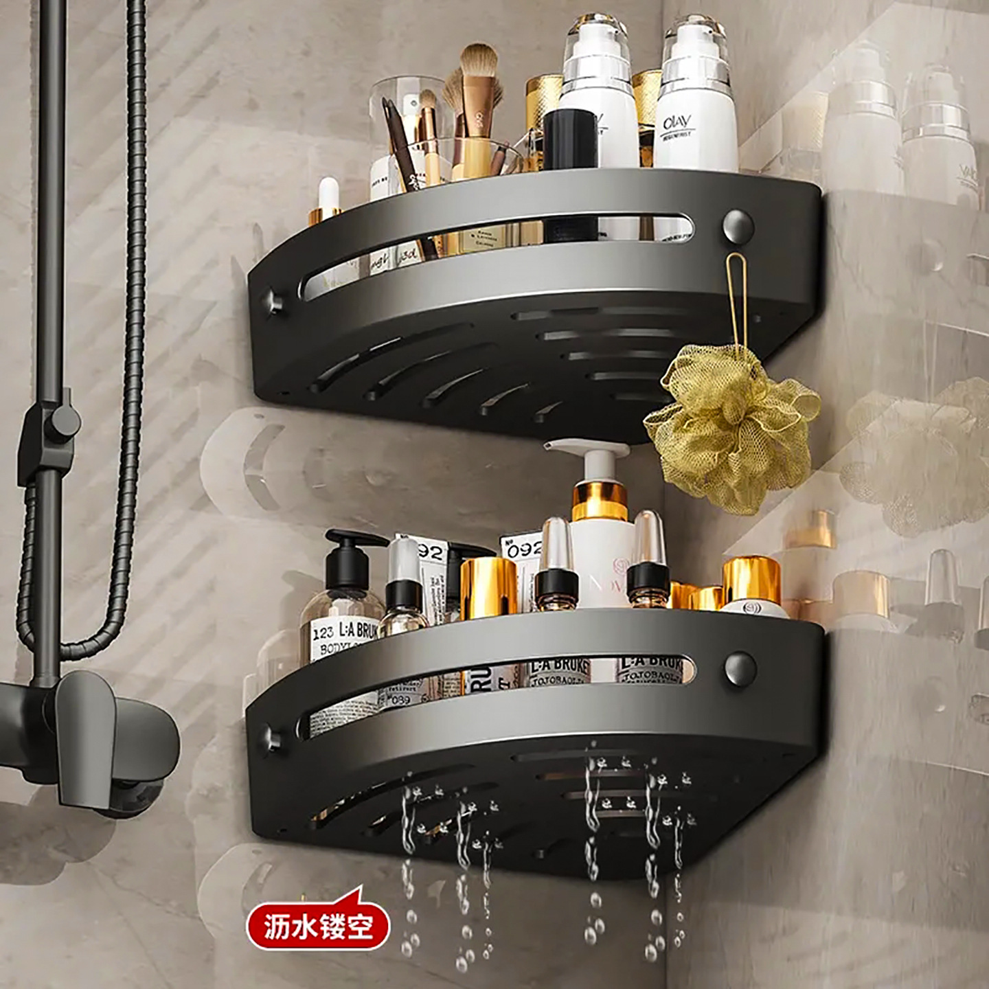 Bathroom Sink Perforated Bathroom Tripod Wall-Mounted Storage Rack Free Toilet Kitchen Storage Corner Rack Bathroom