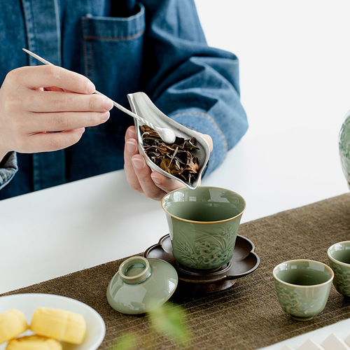 Da'antang Ancient Xilian Petal Tea Awakening Device Creative Tea Shovel Spoon Tea Taking Tea Distributing Device Tea Accessories 2-piece Set