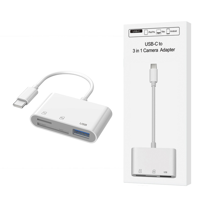Adecuado para teléfonos móviles Apple 1615 Android, lector de tarjetas multifunción todo en uno con conexión Type-C para tarjetas SD, TF y CF.