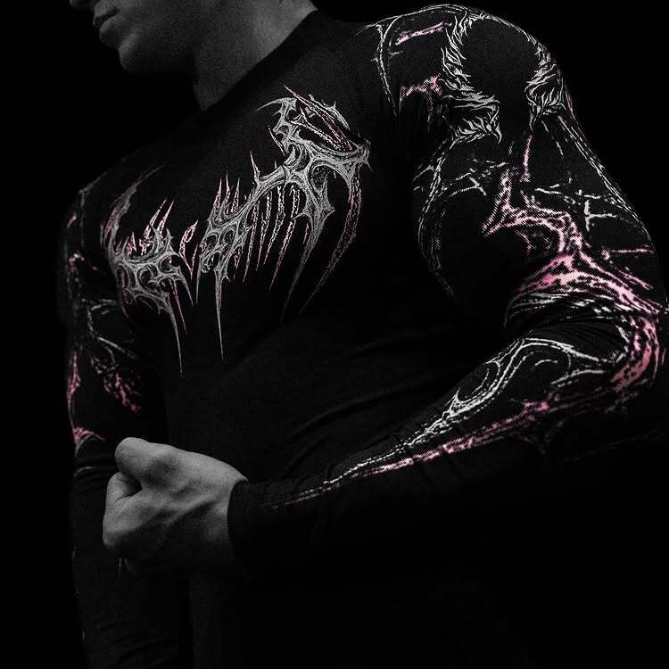 Breathedivinity American-style trendy dark-toned high-elasticity high-pressure fitness long-sleeve compression shirt for men Breathedivinity American-style trendy dark-toned high-elasticity high-pressure fitness long-sleeve compression shirt for men