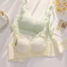 艾草103#精美花边蕾丝文胸34-40中厚AB杯聚拢侧收无钢圈尾货内衣