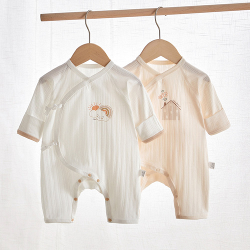 Newborn clothes, summer thin newborn baby clothes, baby air-conditioned clothes, long-sleeved pajamas, baby jumpsuits
