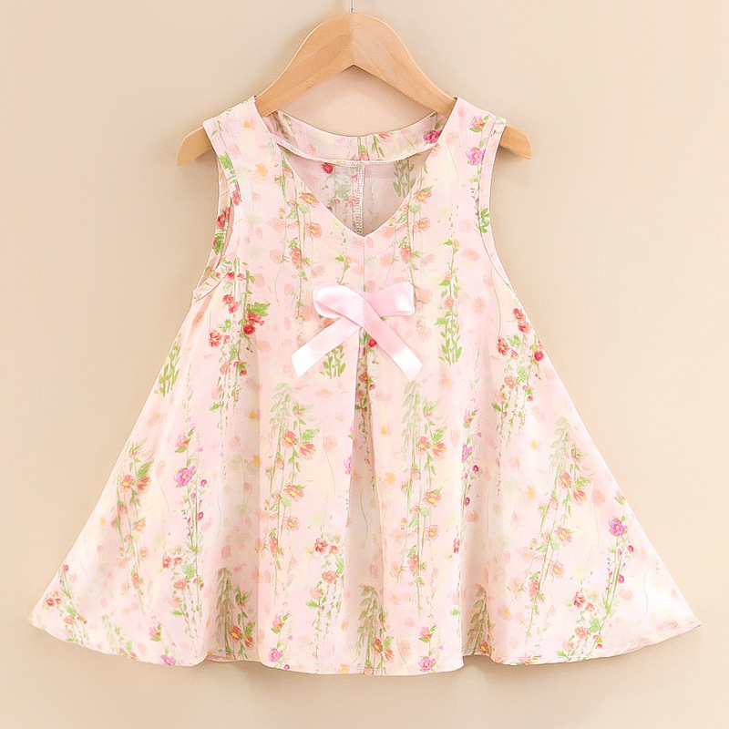 2025 New Summer Children's Clothing Cute Printed Dress Little Girl Cotton Silk Princess Dress Baby Girl Vest Dress