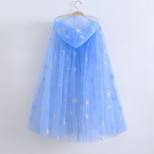 Frozen Elsa Princess Cape Baby Anna Chic Netting Cape Halloween Costume Christmas Performance 