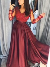 A 13979 Deep V Lace Evening Dress ��V��˿����� �羳ŷ��