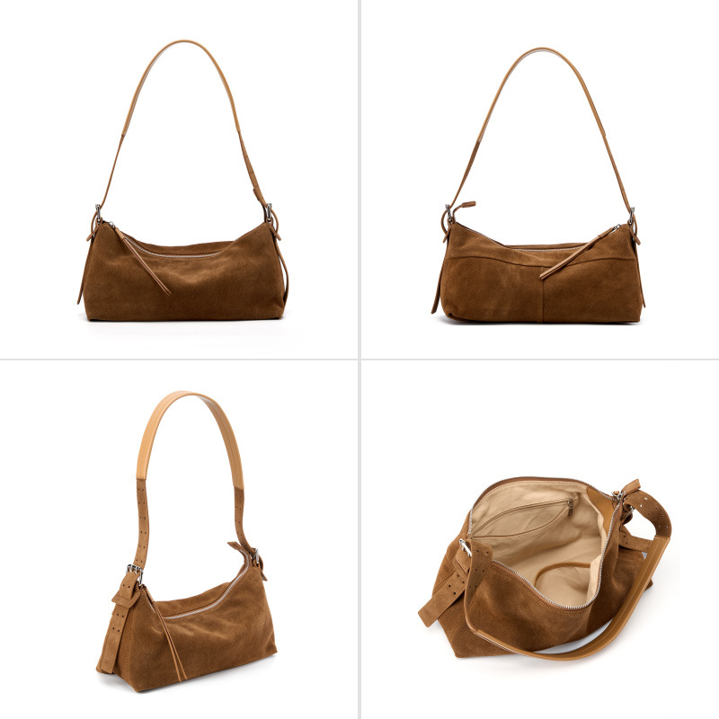 Women's Suede Genuine Leather Shoulder Bag High End Handbag_voghion.com