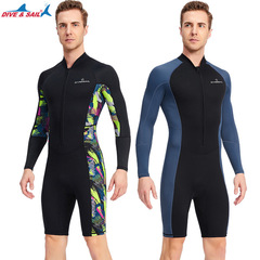 DIVE&SAIL wetsuit men's one-piece long-sleeved sun protection wetsuit 1.5mm snorkeling surfing warm swimming shorts