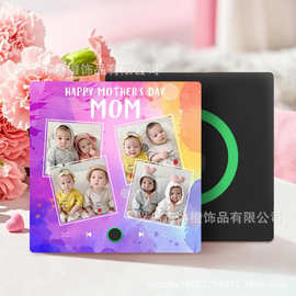 亚马逊春季新款亚克力音乐冰箱贴可定 制图片录音送母亲节礼物
