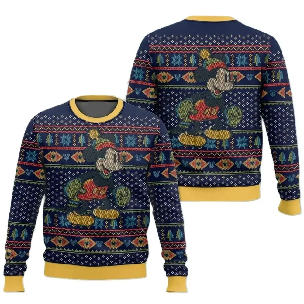 2024 venta caliente 3D impresión digital spot hombres casual todo-fósforo hombro de manga larga suéter suelto cuello redondo