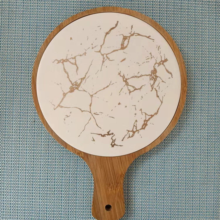 Oro jaseado de cerámica hogar queso redondo Placa de postre Plato cuadrado filete Placa de una sola pieza