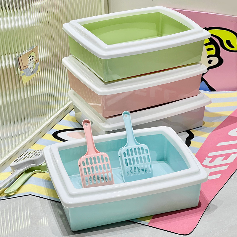 Gran baño de arena para gatos semicerrado anti-spillado, bandeja de arena para gatos, pala de arena para gatos al por mayor.