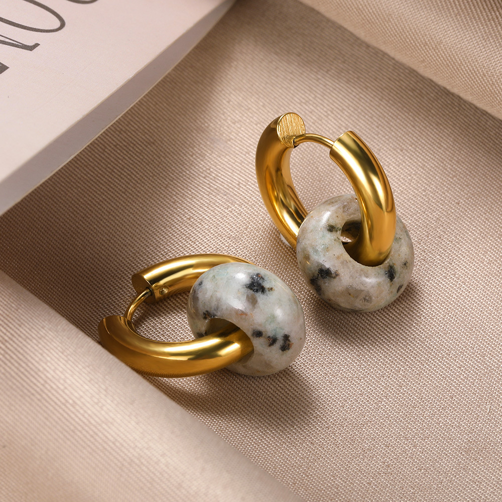 13g Weight PVD Coated Gold Plating Process 304 Stainless Steel Ear Needle Material 18K Real Gold Plated Plating Material Hoop Earrings Classification 1 Pair Quantity Date, Tea Party Occasion 304 Stainless Steel Material Geometric Pattern Women's Gender Classic Style Style Plating Craft 1 Pair Classic Style Geometric Plating Natural Stone Metal Hoop Earrings 31